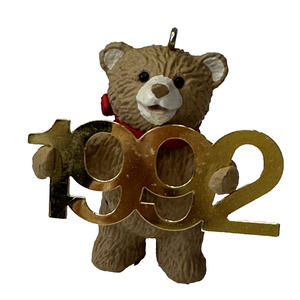 Hallmark Ornaments 1992 Fabulous Decade Brown Bear Brass Year Discontinued